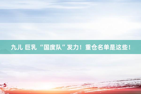 九儿 巨乳 “国度队”发力！重仓名单是这些！