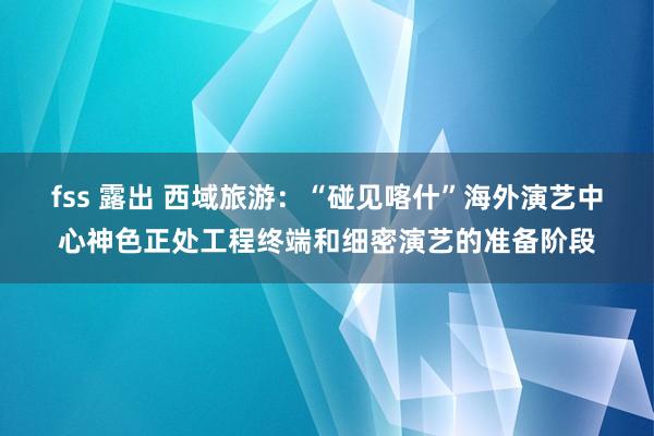 fss 露出 西域旅游：“碰见喀什”海外演艺中心神色正处工程终端和细密演艺的准备阶段