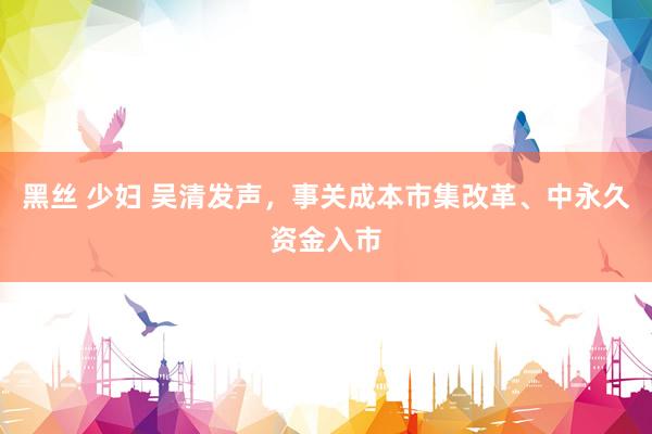 黑丝 少妇 吴清发声，事关成本市集改革、中永久资金入市